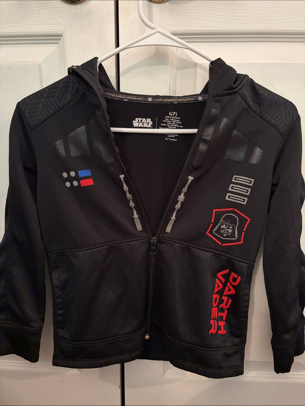 Star Wars Kids Black Darth Vader Zip Hoodie with Red Accents